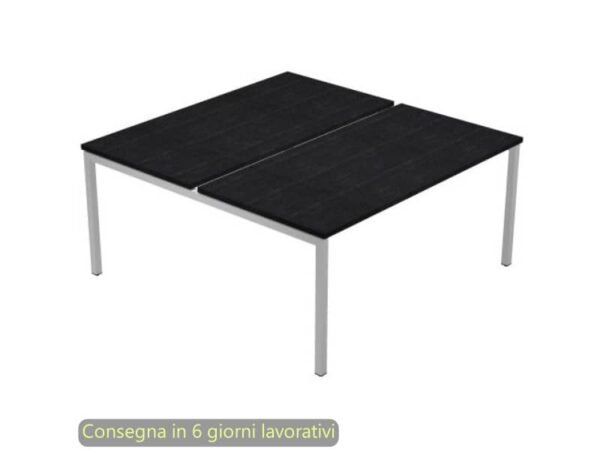 Scrivania Bench nero venato frassino 120x164xH.72,5 cm gamba a ponte metallo grigio Presto Venere Plus 664B-NOPAR/4