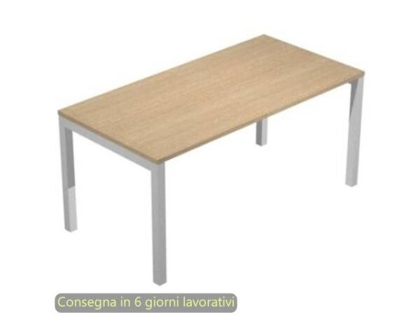 Scrivania piano rovere 120x80xH.72,5 cm gamba a ponte metallo grigio alluminio Presto Venere Plus Artexport - 664/C