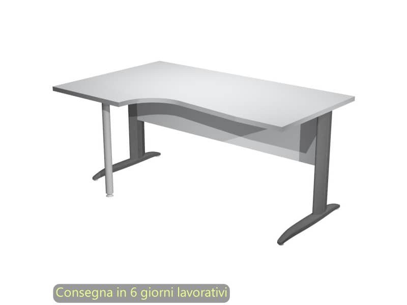 Scrivania penisola sinistra piano grigio 160×60/80/100xH.72 cm gamba a L metallo antracite – Presto Compact 009K211/9/AF