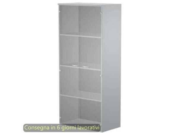 Mobile alto con ante in vetro satinato 80x35xH.180 cm 3 ripiani Presto Artexport grigio - 038-39-75G/9
