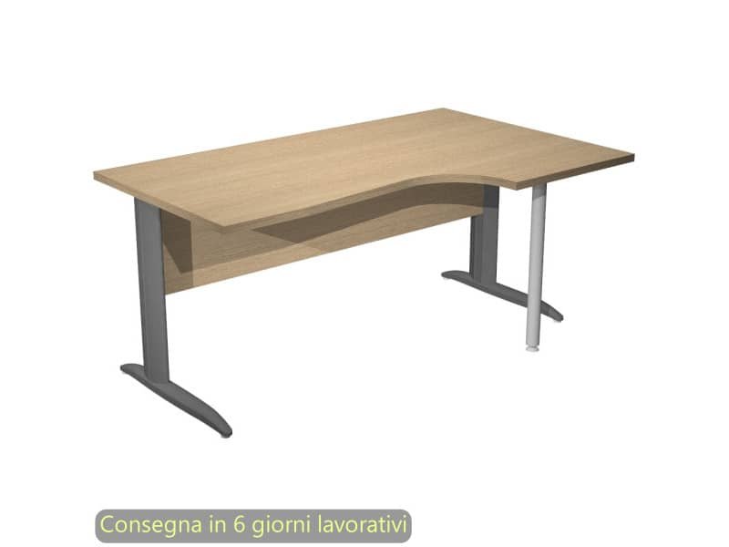 Scrivania penisola destra piano rovere 160×60/80/100xH.72 cm gamba ad L metallo antracite Presto Compact – 008K211/C/AF