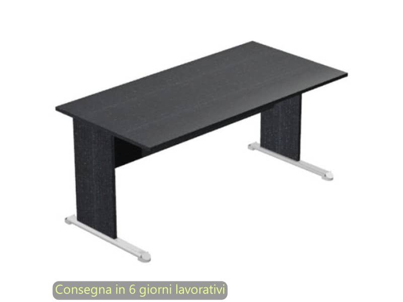 Scrivania nero venato frassino 160x80x72 gamba a pannello in tinta con piede metallico linea Presto Artexport 003L/8