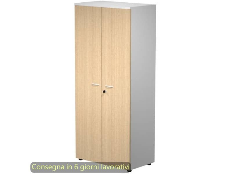 Mobile alto con serratura Presto 80x44xH.180 cm – struttura grigia Artexport ante rovere – 538-39-75M/C
