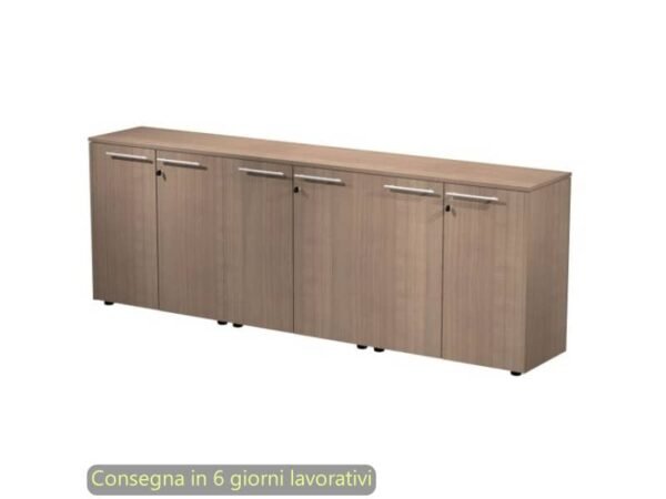 Composizione tre armadi bassi con 6 ante melaminico 242,8x43xH.81,4 cm Flora Artexport ciliegio arabis - 930T-67x3/K