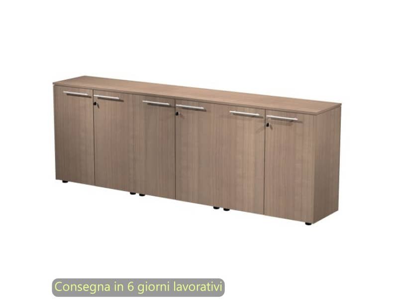 Composizione tre armadi bassi con 6 ante melaminico 242,8x43xH.81,4 cm Flora Artexport ciliegio arabis – 930T-67×3/K