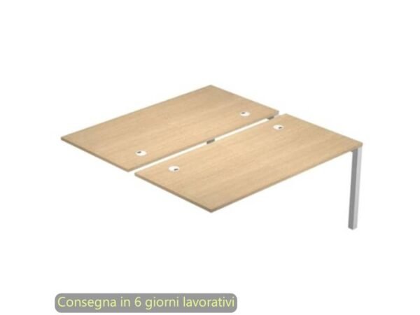 Modulo aggiuntivo bench doppio 180x168xH.72,5 cm gambe met. grigio alluminio Bridge Artexport piano rovere