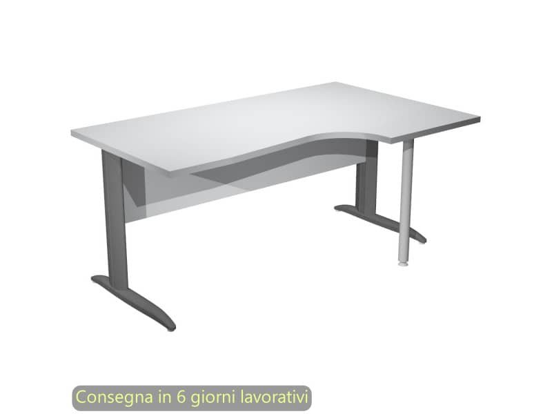 Scrivania penisola destra piano grigio 160×60/80/100xH.72 cm gamba ad L metallo antracite Presto Compact – 008K211/9/AF