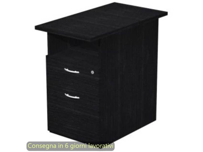 Cassettiera alta 1 vano a giorno + 1 cassetto + 1 file 43x80xH.72 cm smontata Presto Artexport nero venato frassino