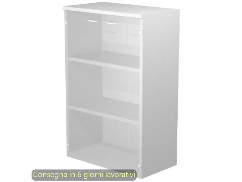 Mobile medio Presto 2 ripiani – ante in vetro satinato struttura bianco Artexport 80x44xH.120 cm – 535-69G