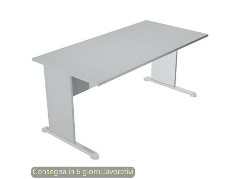 Scrivania piano grigio 120x80xH.72 cm gamba a pannello in tinta con piede metallico linea Presto Artexport 004L/9