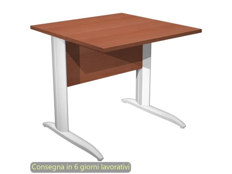 Scrivania piano ciliegio arabis 80x80xH.72 cm gamba ad L metallo bianco opaco Presto Artexport – 001K2/H/AN