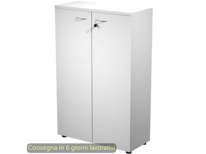 Mobile medio con ante con serratura 80x35xH.120 cm 2 ripiani Presto Artexport bianco – 035-69M/3