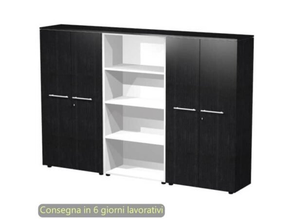 Composizione tre armadi medi con 2 coppie ante 162,8x43xH.158,2 cm Flora Artexport nero venato frassino