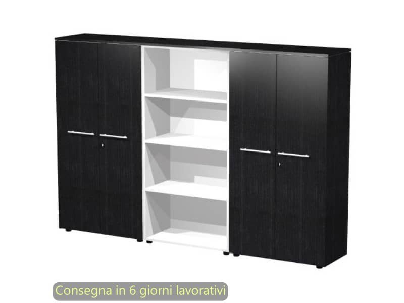 Composizione tre armadi medi con 2 coppie ante 162,8x43xH.158,2 cm Flora Artexport nero venato frassino