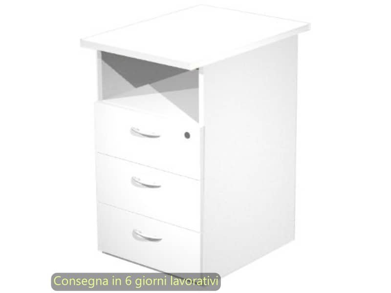 Cassettiera alta 1 vano + 3 cassetti con serratura 43x60xH.72 cm smontata Presto Artexport bianco – 60025/3