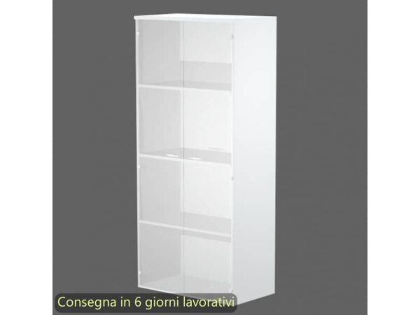 Mobile alto con ante in vetro satinato 80x35xH.180 cm 3 ripiani Presto Artexport bianco - 038-39-75G/3
