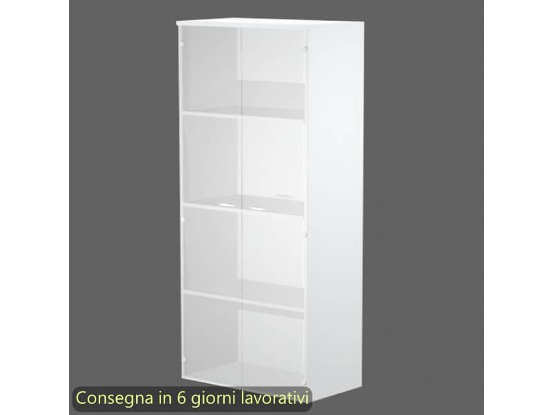 Mobile alto con ante in vetro satinato 80x35xH.180 cm 3 ripiani Presto Artexport bianco – 038-39-75G/3