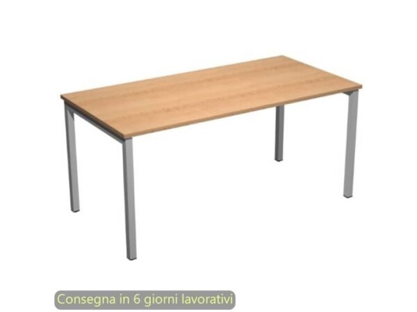 Scrivania piano faggio 120x80xH.72,5 cm gamba a ponte metallo grigio alluminio Presto Venere Plus Artexport - 664/6