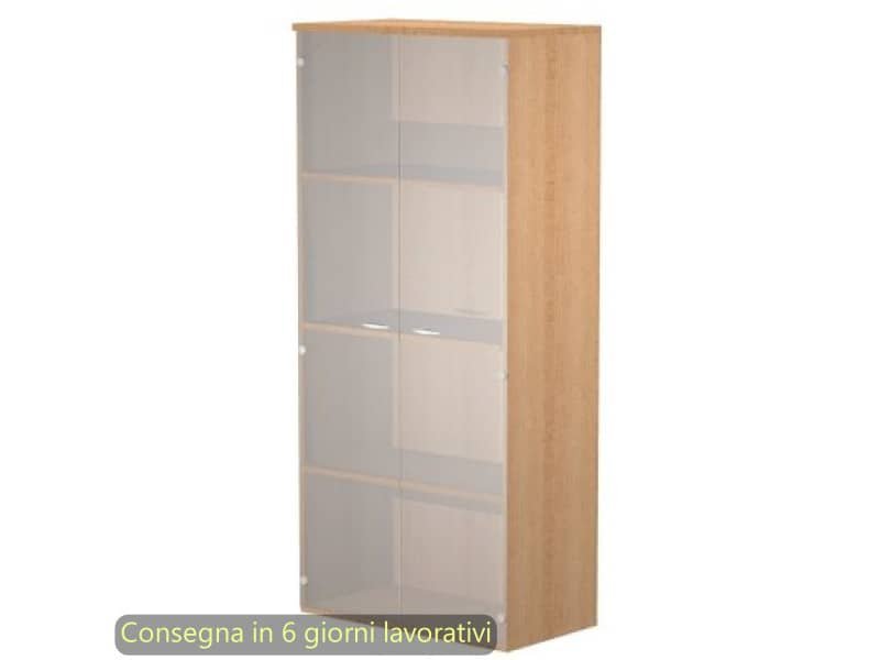 Mobile alto con ante in vetro satinato 80x35xH.180 cm 3 ripiani Presto Artexport faggio – 038-39-75G/6