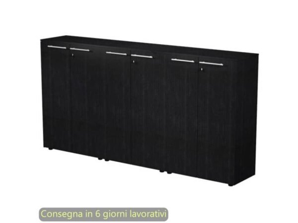 Composizione tre armadi medi con ante 242,8x43xH.119,8 cm Flora Artexport nero venato frassino - 935T-69x3/8