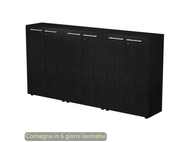 Composizione tre armadi medi con ante 242,8x43xH.119,8 cm Flora Artexport nero venato frassino – 935T-69×3/8