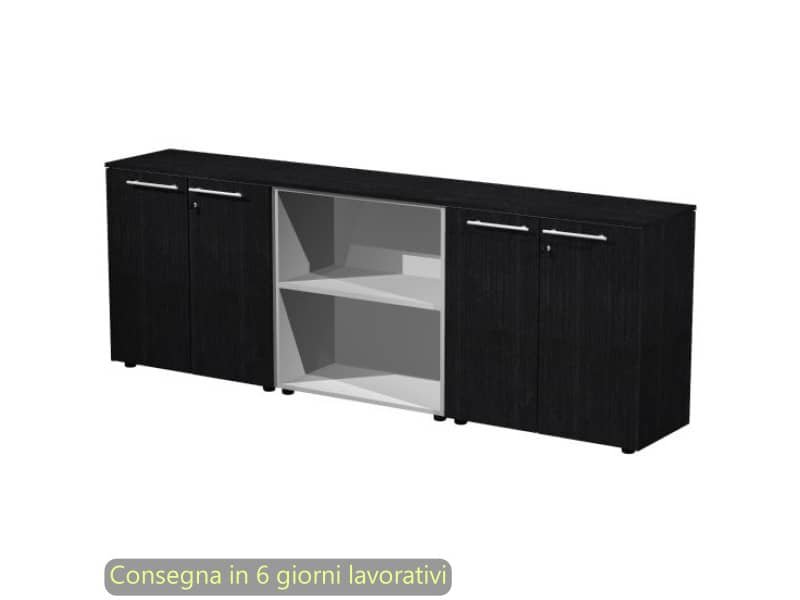 Composizione tre armadi bassi con 4 ante legno 242,8x43xH.81,4 cm Flora Artexport nero venato frassino – 930T-67×2/8