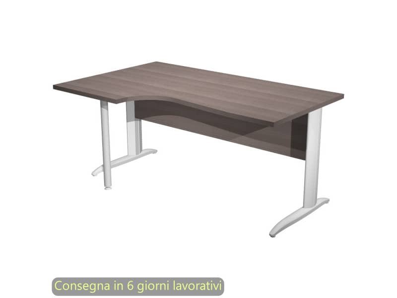 Scrivania penisola sx frassino toscano 160×60/80/100xH.72 cm gamba a L metallo bianco – Presto Compact 009K211/F/AN