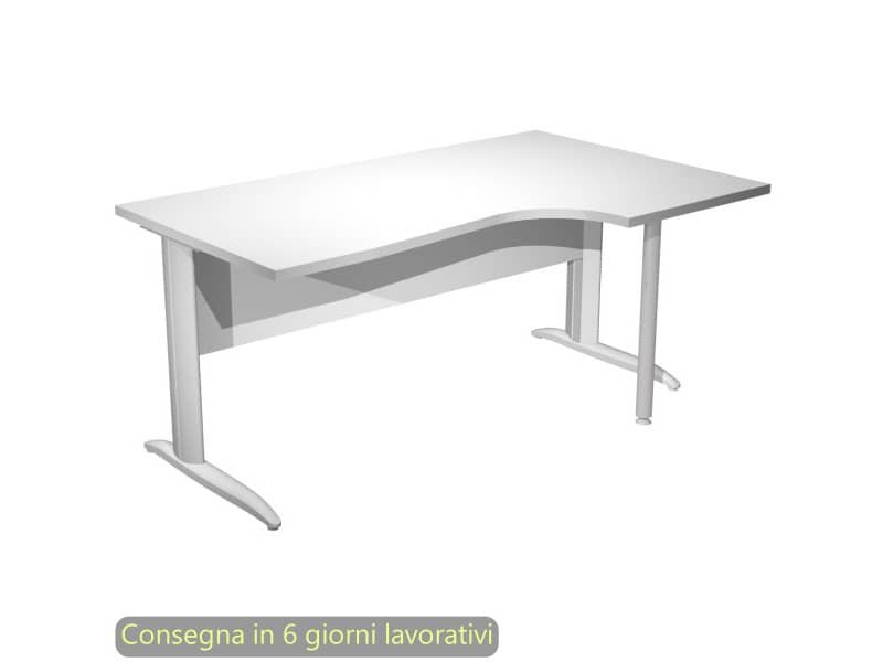 Scrivania penisola destra piano bianco 160×60/80/100xH.72 cm gamba ad L metallo grigio Presto Compact – 008K211/3/AA