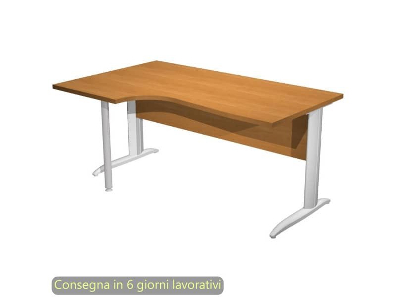 Scrivania penisola sinistra noce chiaro 160×60/80/100xH.72 cm gamba a L metallo grigio – Presto Compact – 009K211/4/AA