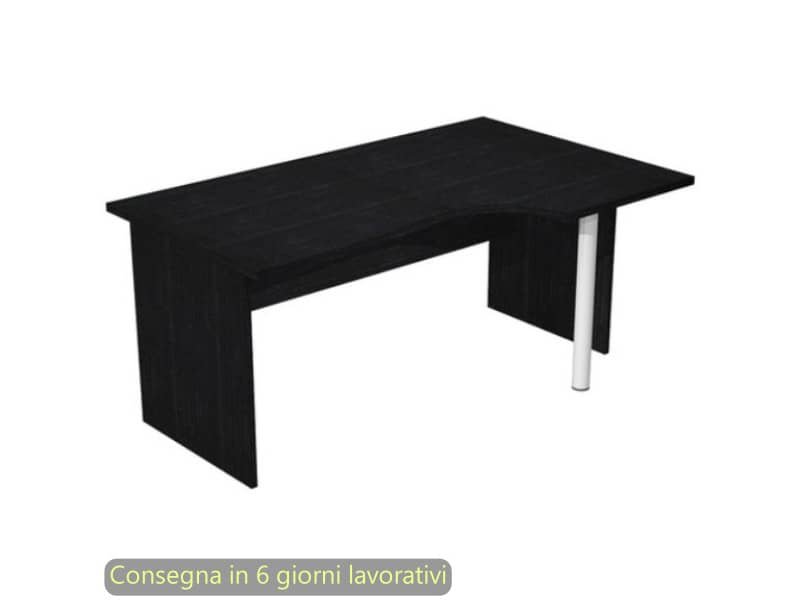Scrivania penisola destra nero frassino 160×60/80/100xH72 cm gamba a pannello in melaminico Presto Compact – 008PAN11/8