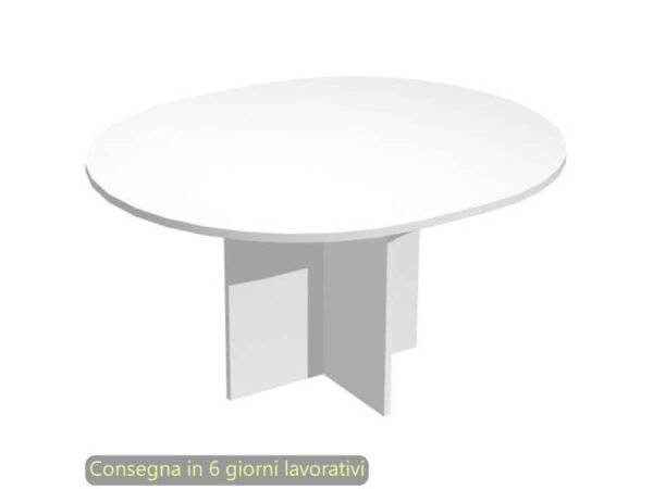 Tavolo riunione ovale gambe a croce 140x120xH.73 cm Flex Artexport piano bianco - PLDL+PRPC/3