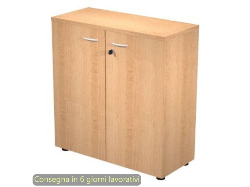 Mobile basso con ante in melaminico con serratura 80x35xH.72 cm Presto Artexport faggio – 030-67M/6