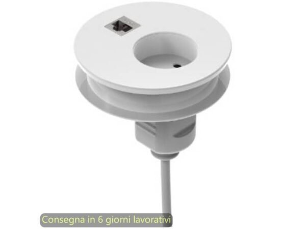 Slot passaspina diametro 80 mm, presa shuko + slot con presa di rete RJ45 Bridge Artexport bianco - 3-DEAA0002-EA