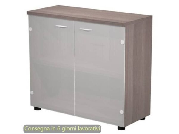 Mobile basso con ante in vetro satinato 80x35xH.72 cm Presto Artexport frassino toscano - 030-67G/F