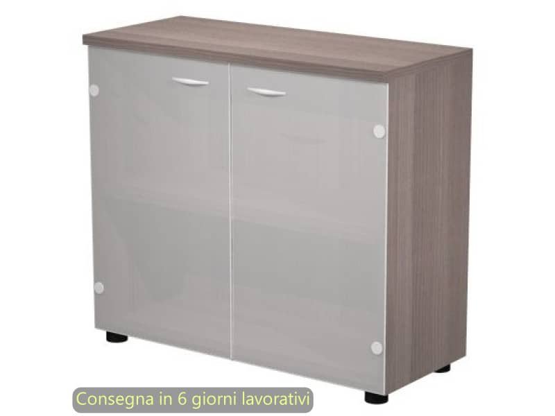 Mobile basso con ante in vetro satinato 80x35xH.72 cm Presto Artexport frassino toscano – 030-67G/F