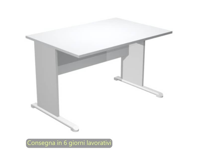 Scrivania piano bianco 120x80xH.72 cm gamba a pannello grigia con piede metallico linea Presto Artexport 004L/35