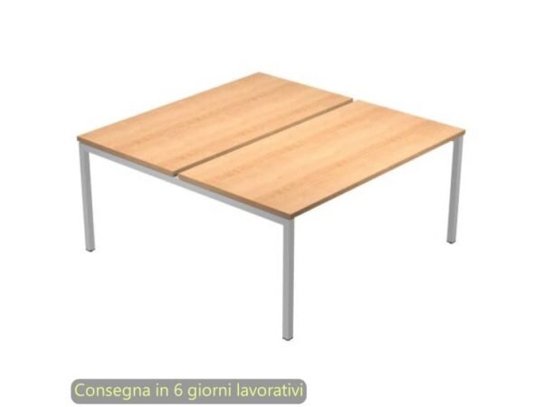 Scrivania Bench doppia piano faggio 120x164xH.72,5 cm gamba a ponte metallo grigio Presto Venere Plus 664B-NOPAR/4