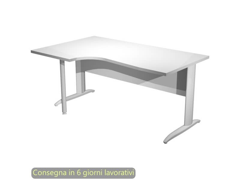 Scrivania penisola sinistra piano bianco 160×60/80/100xH.72 cm gamba a L metallo bianco Presto Compact – 009K211/3/AN