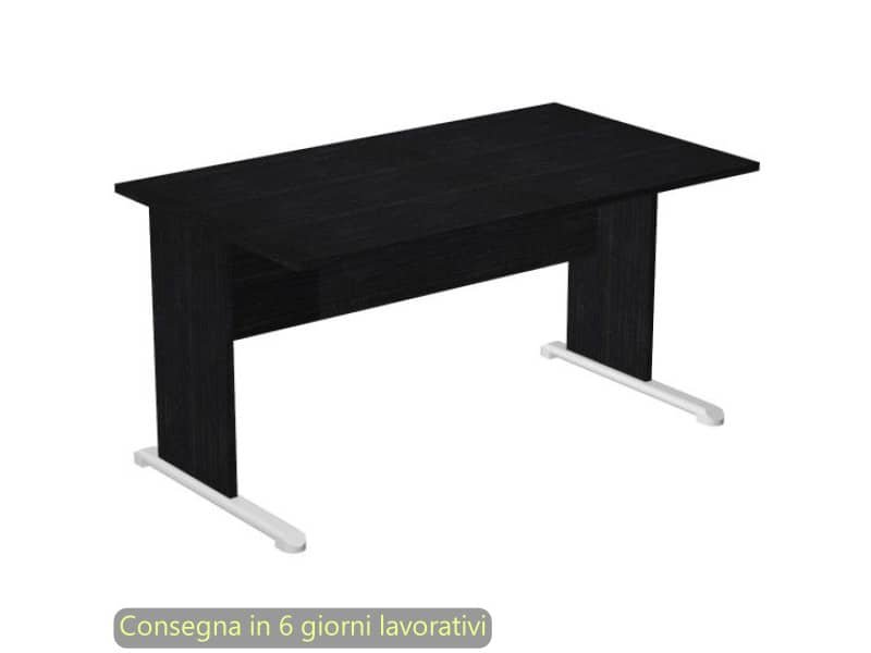 Scrivania nero venato frassino 140x80x72 gamba a pannello in tinta con piede metallico linea Presto Artexport 002L/8