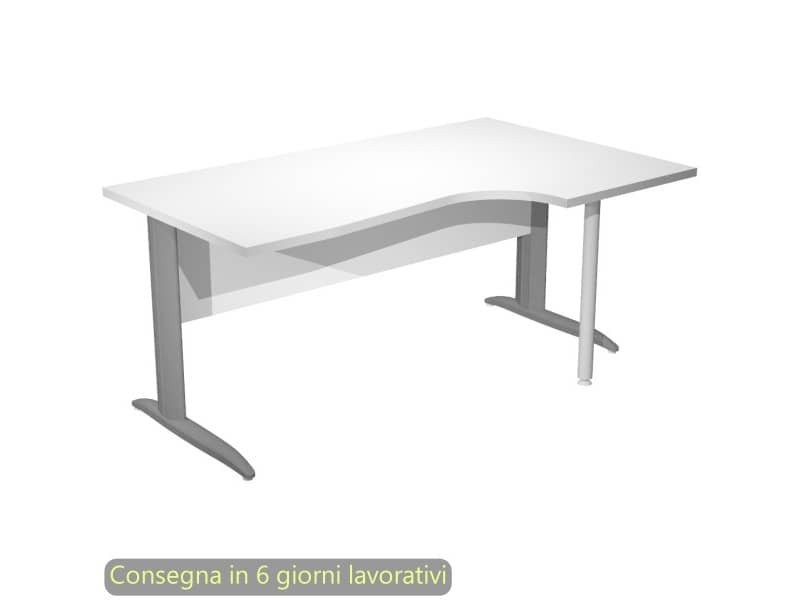 Scrivania penisola destra piano bianco 160×60/80/100xH.72 cm gamba ad L metallo antracite Presto Compact – 008K211/3/AF