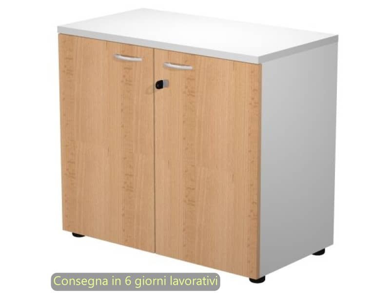 Mobile basso con serratura Presto 80x44xH.72 cm – struttura grigia Artexport ante faggio – 530-67M/6