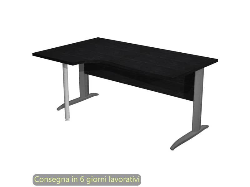 Scrivania penisola sx nero ven. frassino 160×60/80/100xH.72 cm gamba a L metallo antracite – Presto Compact 009K211/8/AF