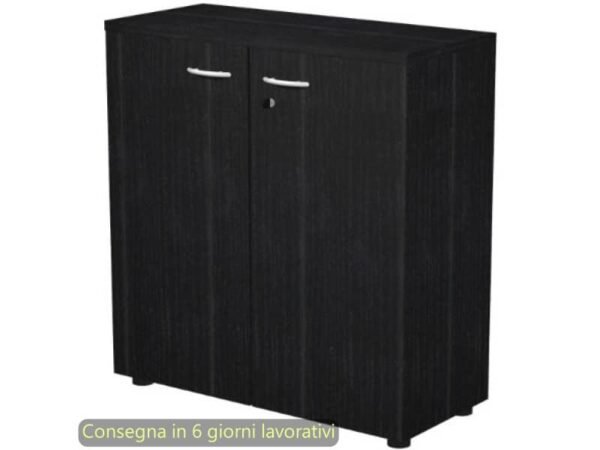 Mobile basso con ante in melaminico con serratura 80x35xH.72 cm Presto Artexport nero frassino - 030-67M/8