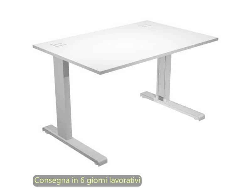 Scrivania piano bianco 120x80xH.73 cm gamba ad L in metallo grigio alluminio linea Flex Artexport – URB/T-120/3