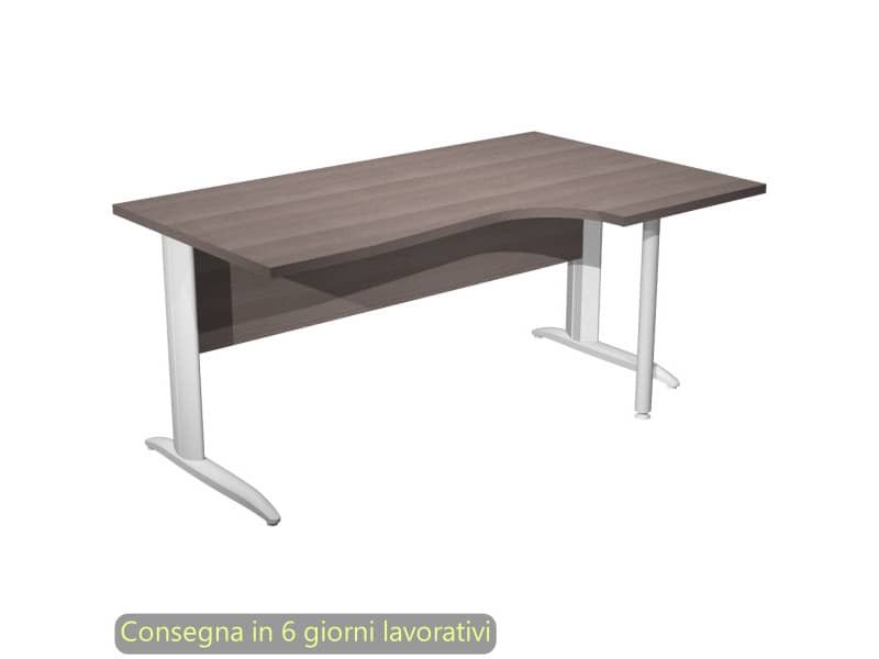 Scrivania penisola dx frassino toscano 160×60/80/100xH.72 cm gamba ad L metallo bianco opaco Presto Compact 008K211/F/AN