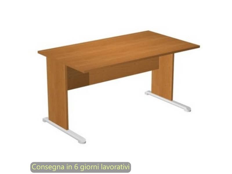 Scrivania piano noce chiaro 140x80x72 cm gamba a pannello in tinta con piede metallico linea Presto Artexport 002L/4