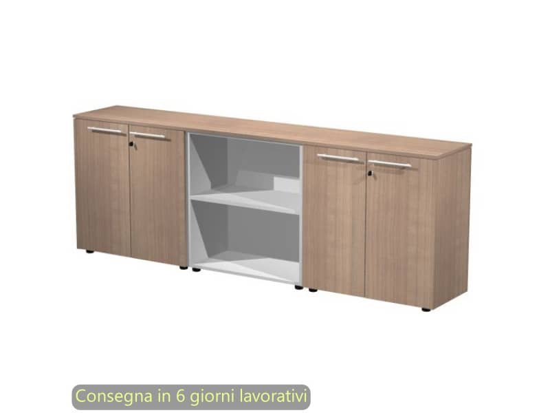 Composizione tre armadi bassi con 4 ante legno 242,8x43xH.81,4 cm Flora Artexport ciliegio arabis – 930T-67×2/K