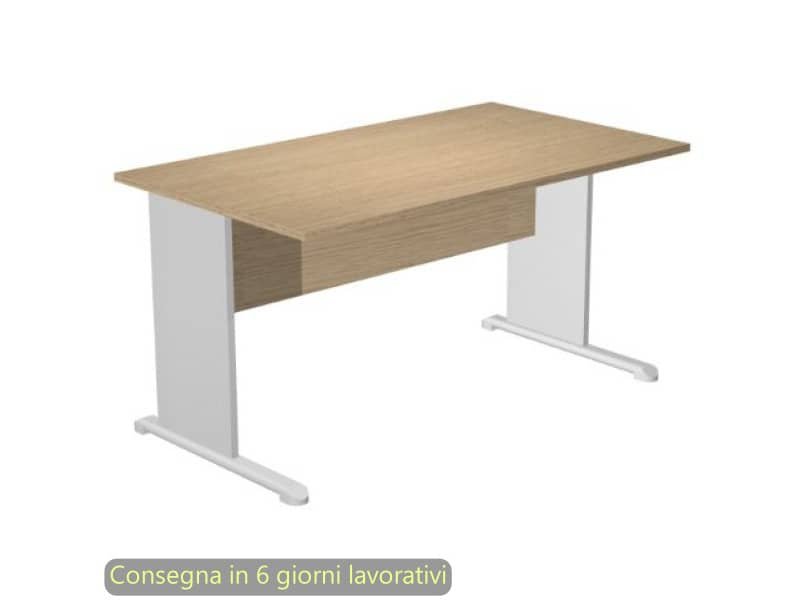 Scrivania piano rovere 140x80xH.72 cm gamba a pannello grigia con piede metallico linea Presto Artexport 002L/C5