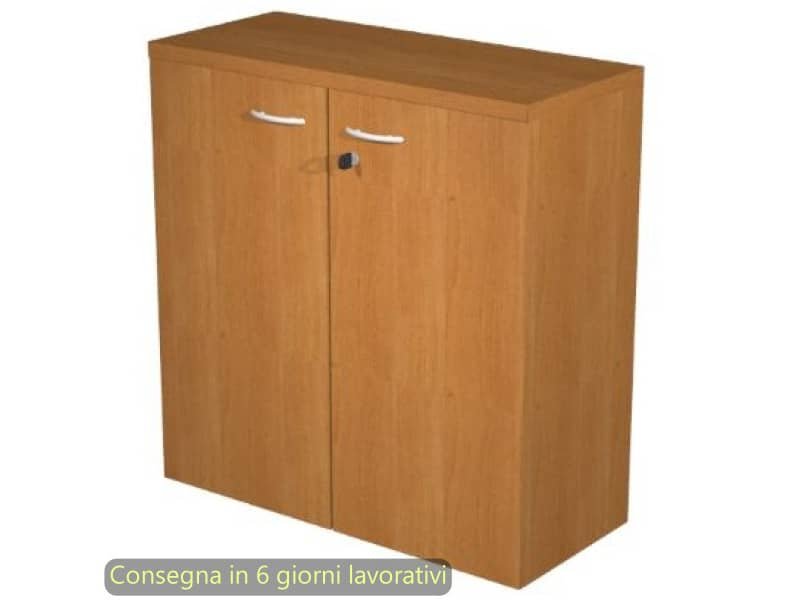 Mobile basso con ante in melaminico con serratura 80x35xH.72 cm Presto Artexport noce chiaro – 030-67M/4