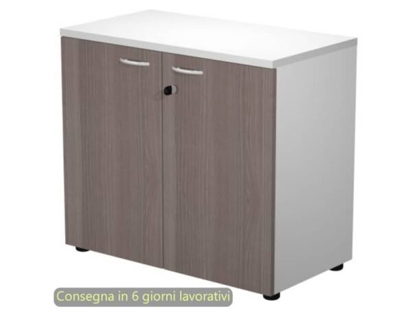 Mobile basso con serratura Presto 80x44xH.72 cm - struttura grigia Artexport ante frassino toscano